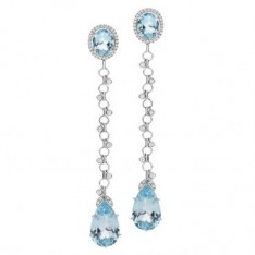 Aquamarine and Diamond Drop Earrings