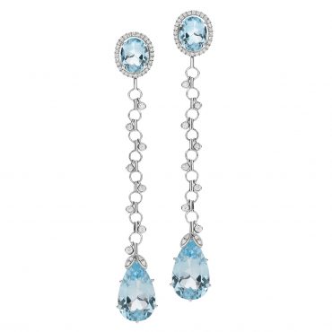 Aquamarine and Diamond Drop Earrings