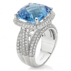 Blue Topaz and Diamond Ring