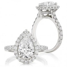 Brilliant Pear Halo with Claw Set Band