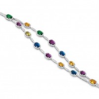 Double Strand Rainbow Coloured Stone Bracelet