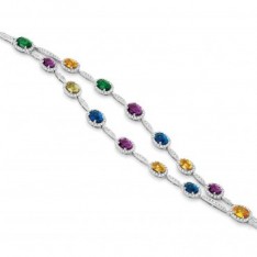 Double Strand Rainbow Coloured Stone Bracelet