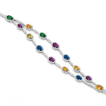 Double Strand Rainbow Coloured Stone Bracelet