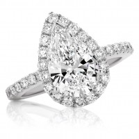 Claw Set Brilliant Pear Halo Ring