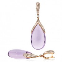 Moonstone and Diamond Rose Gold Earrings