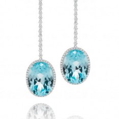 Oval Cut Aquamarine Drop Earrings