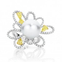 Pearl And Yellow Diamond Dress Ring