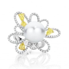 Pearl And Yellow Diamond Dress Ring