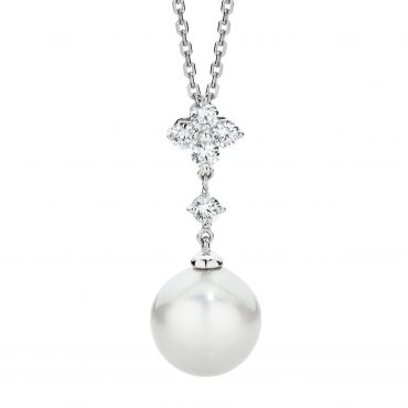 Pearl and Diamond Drop Necklace