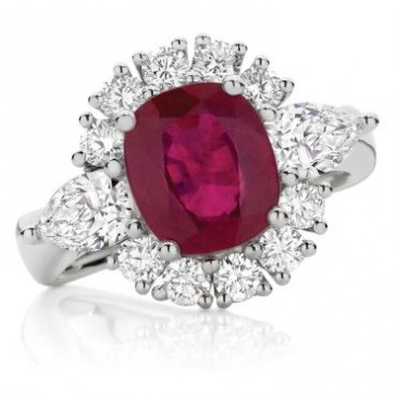 Radiant ruby and diamond ring