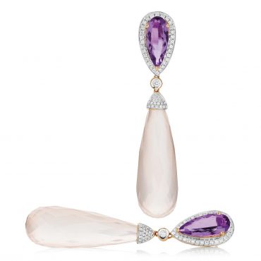 Rose Quartz and Amethyst Earrings