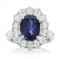 Sapphire and Diamond Flower Halo