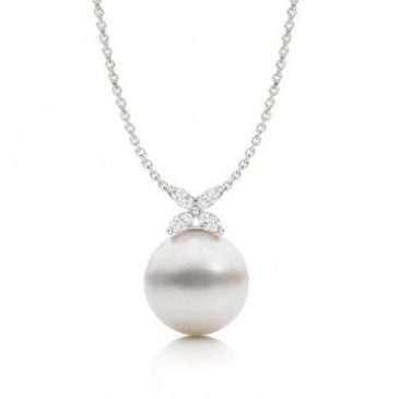 South Sea Pearl and Diamond Flower Necklace