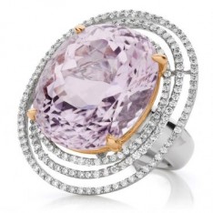 Triple halo rose Kunzite Ring