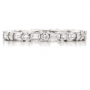 Baguette and Round Cut Diamond Wedding Band
