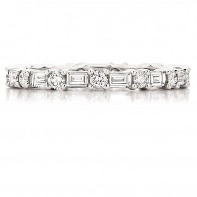 Baguette and Round Cut Diamond Wedding Band