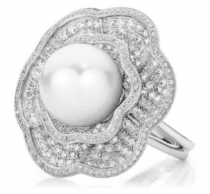 pearl and diamond ring