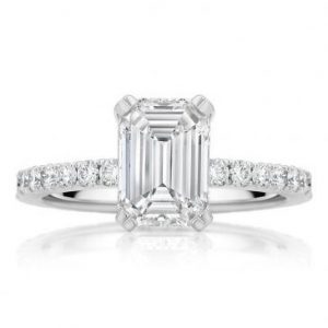 Emerald cut diamond engagement ring