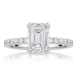 Emerald cut diamond engagement ring