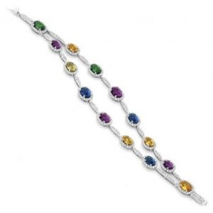 Diamond Stand Rainbow Coloured Stone Bracelet
