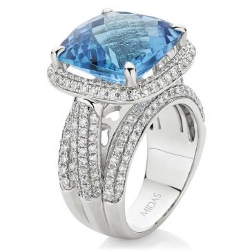 Blue Topaz and Diamond Ring
