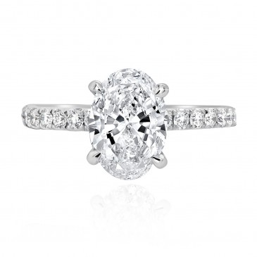 Oval Solitaire Brilliant Band Engagement Ring