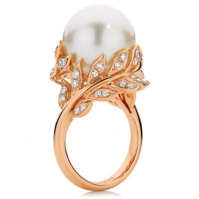 Pearl and Rose Gold Vine Ring