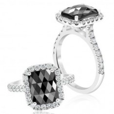 Black Diamond Cushion Cut Engagement Ring