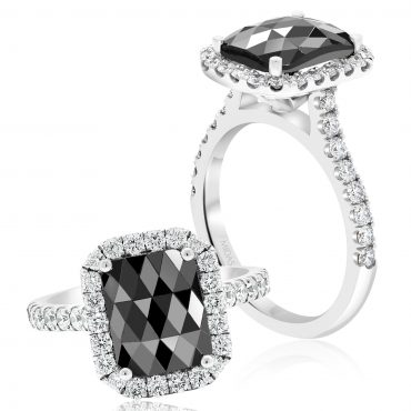 Black Diamond Cushion Cut Engagement Ring