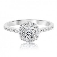 Elegant Cushion Cut Halo with Round Brilliant Band