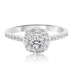 Elegant Cushion Cut Halo with Round Brilliant Band