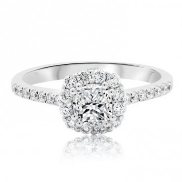 Elegant Cushion Cut Halo with Round Brilliant Band