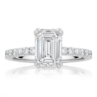 Emerald Cut Solitaire with Claw Shoulders