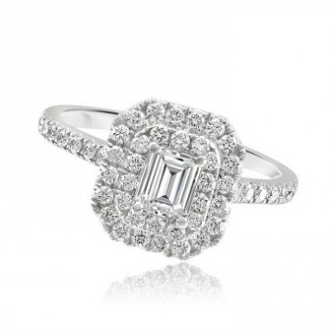 Emerald Cut with Brilliant Double Halo