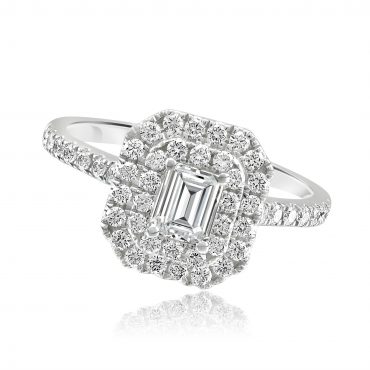 Emerald Cut with Brilliant Double Halo