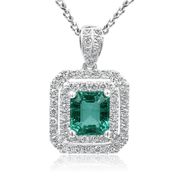 Glorious Emerald with Double Diamond Halo