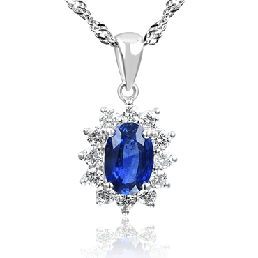 Sapphire and Sun Diamond Pendant