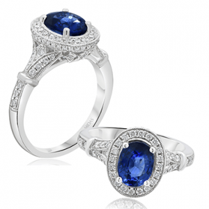 Vintage Milgrain Oval Sapphire