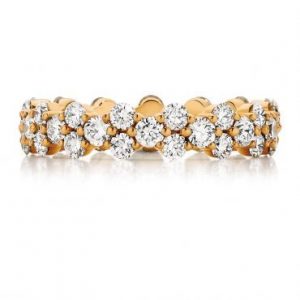 Rose Gold - Round Cut Diamond Rose Gold Wedding Band