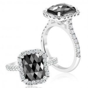 Black Diamond Cushion Cut Engagement Ring