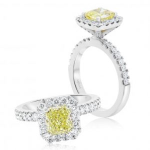 Radiant Fancy Yellow Diamond Engagement Ring