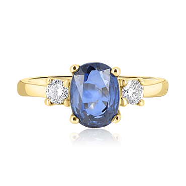 Oval Sapphire with Round Diamond Trilogy