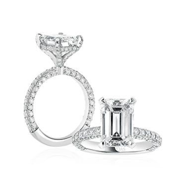 Emerald Cut Diamond Band Engagement Ring