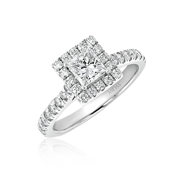 Princess Cut with Diamond Halo and Shoulders