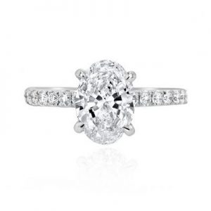 Oval Solitaire Brilliant Band Engagement Ring