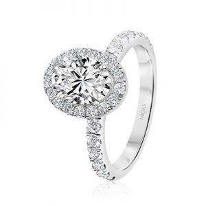 Oval Engagement Ring with Round Brilliant Halo
