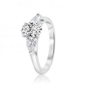 Elegant Oval and Pear Trilogy Engagement Ring