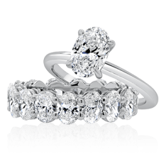 Oval Engagement with Matching Oval Cut Diamond Band