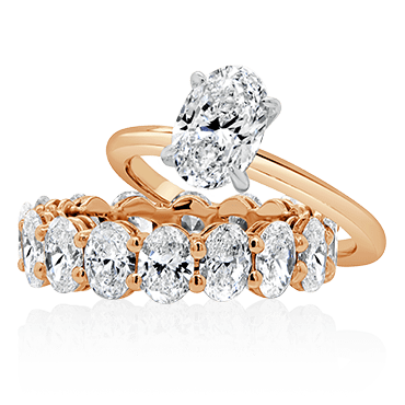 Oval Engagement with Matching Oval Cut Diamond Band