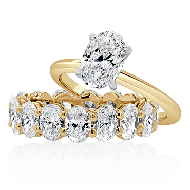 Oval Engagement with Matching Oval Cut Diamond Band